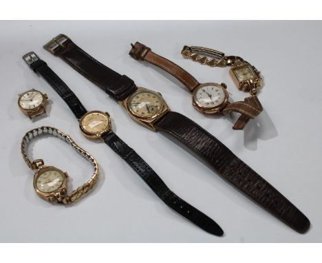 A lady's 9ct gold Eterna watch, marked 375; five other ladies 9ct gold watches, each case marked 375, one rubbed (6) 