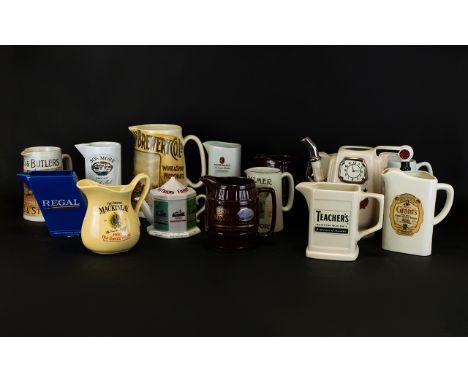 Brewenalia Interest. A Collection of Advertising Jugs (15) in total. Comprising of Bowmore Islay Single Malt, Bowmore Islay S