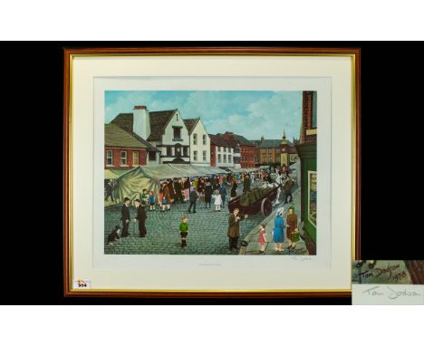 Tom Dodson 1910 - 1991 Artist Pencil Signed Ltd and Numbered Edition Colour Print. Titled ' The Market Day ' Only 850 Issued.
