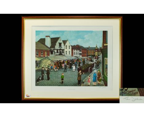 Tom Dodson 1910 - 1991 Artist Pencil Signed Ltd and Numbered Edition Colour Print. Titled ' The Market Day ' Only 850 Issued.