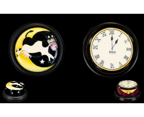 Moorcroft Modern Tube lined Ceramic Paper Weights ( 2 ) In Total. Nursery Rhyme Collection. Comprises 1/ Cat and Fiddle, Desi