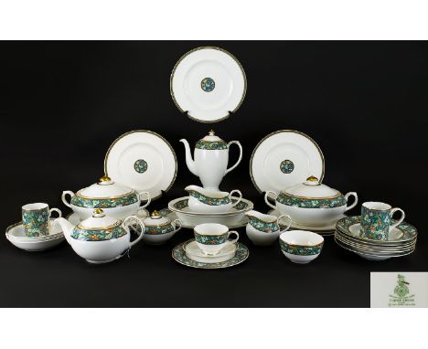 Royal Doulton 52 Piece Part Tea Set English Fine Bone China Tudor Grave 1997 To include: five mugs, ten cups with six saucers