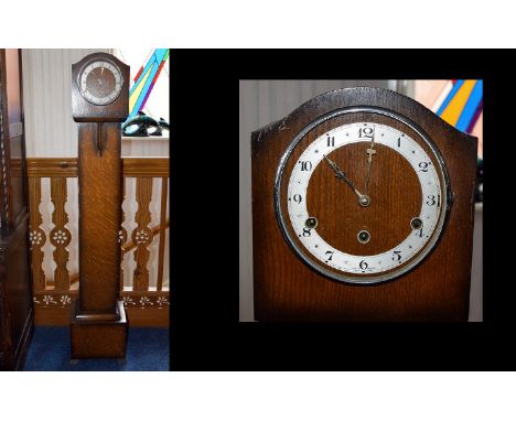 A Mid 20th Century Grand Daughter Clock Converted mantle clock  in typical 1930's form. Glass missing, several areas of scuff
