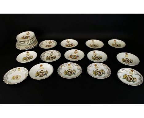 Midwinter Assorted Pieces Queens Coronation 1953 Memorabilla. (36) thirty six in total. Includes Saucers and Plates. 
