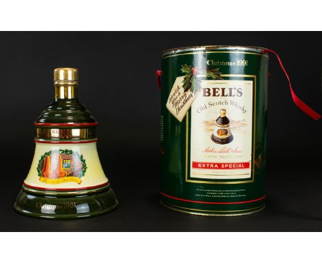 Whisky Interest. Genuine Wade Porcelain Christmas 1991 Special Unused / Unopened Bottle of Bells Extra Special Old Scotch Whi