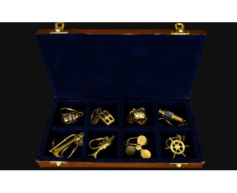 Nautical Interest A Good Collection Of Well Made Quality Brass Keyrings In The Form Of Nautical Items Comprising Divers Helme
