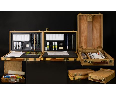 Student/Artist Interest. Field Box Containing A Variety Of Acrylic Paints And Artist Supplies With Integral Easel To Front. A