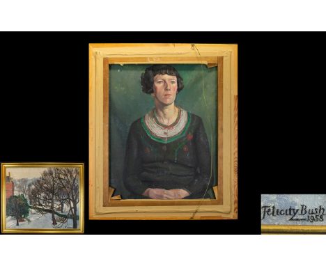 Felicity Grace Bush RCA (British 1913 - 1991) Original Oil On Canvas With Portrait To Verso Born in St. Helens, Lancashire, B