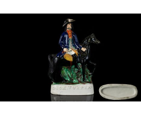 Staffordshire Early Hand Painted Dick Turpin Figure. c.1860. Dick Turpin of His Famous Black Bess, Similar Piece Illustrated 
