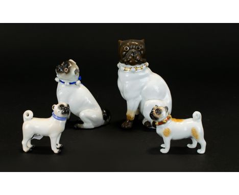 Volkstedt Rudolf Superb Quality Handpainted Pug Figure Along with Meissen Miniature Pug And Two Others Miniature Volkstedt pu