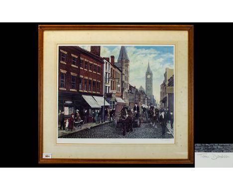 Tom Dodson 1910 - 1991 Artist Pencil Signed Ltd and Numbered Edition Colour Print. Titled ' Fishergate Preston ' Fine Art Tra