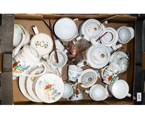 A Collection of Part Oriental Teasets and odd ceramic and glass items.