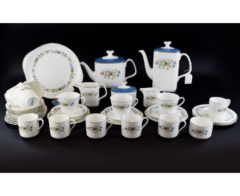 Royal Doulton Pastorale Part Tea and Coffee Set Approx 31 pieces. Including Tea pot, Coffee pot, Jugs, Tea cups, Coffee cups,