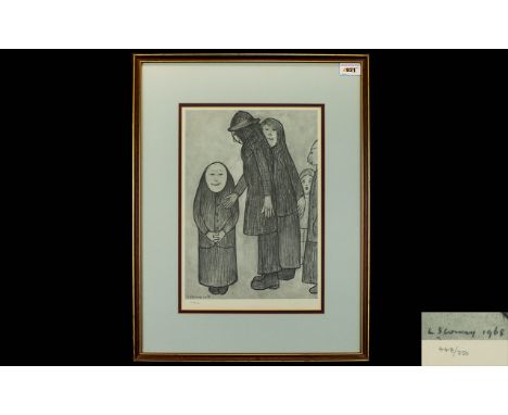 L. S. Lowry 1887 - 1976 Ltd and Numbered Edition - Offset Lithograph / Print. Fine Art Trade Guild Blind Stamp. Titled ' Fami