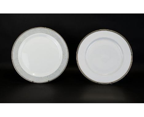 Wedgwood Cellio Platinum and Celestrial Platinum Bone China Buffet Plates (2) two in total. 12.5 inches.