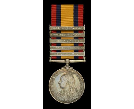 Queen’s South Africa 1899-1902, 5 clasps, Talana, Orange Free State, Transvaal, South Africa 1901, South Africa 1902 (4032 Pt