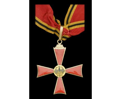 Germany, Federal Republic, Order of Merit, Commander’s neck badge, 58mm, gilt and enamel, with full neck riband, in Steinhaue
