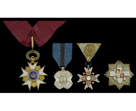 Belgium, Kingdom, Order of the Crown, Commander’s neck badge, 77mm including wreath suspension x 58mm, gilt and enamel, with 