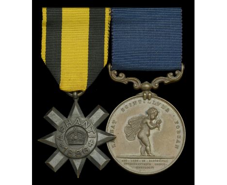 A Royal Humane Society pair awarded to Staff Sergeant R. H. Ormston, Medical Staff Corps  Ashanti Star 1896, unnamed as issue