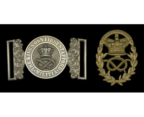 1st Staffordshire Militia Officer’s Waist Belt Clasp 1855-78. A standard pattern silver example, the circlet ‘Kings Own First