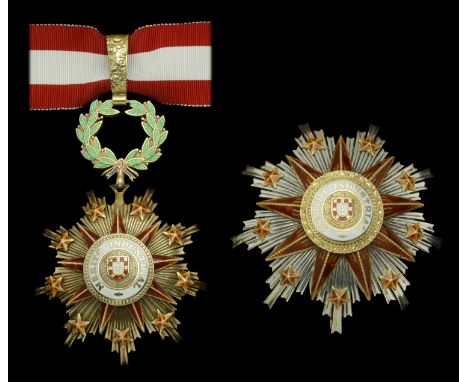 Portugal, Republic, Order of Industrial Merit, Grand Officer’s set of insignia, by Frederico Costa, Lisbon, comprising neck b