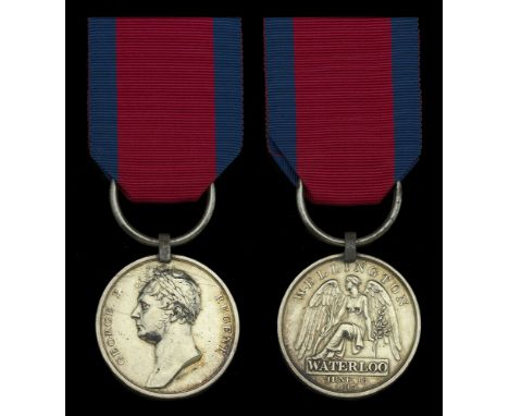 Waterloo 1815 (Ensign Alex. Cumming, 42nd or R.H. Reg. Infantry.) fitted with original steel clip and ring suspension, minor 