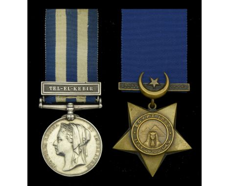 Pair: Second Captain of the Main Top W. J. Tozer, Royal Navy  Egypt and Sudan 1882-89, dated reverse, 1 clasp, Tel-El-Kebir (