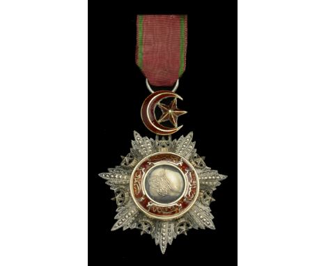 Ottoman Empire, Order of the Medjidieh, Fifth Class breast badge, 68mm including Star and Crescent suspension x 54mm, silver,