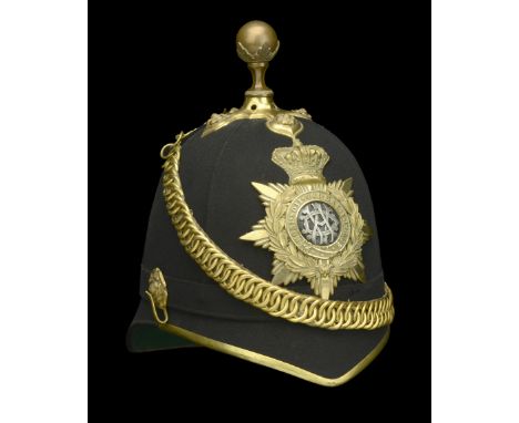 Army Veterinary Department Officer’s Blue Cloth Helmet 1881-1901. A fine example, the skull complete with all gilt metal fitt