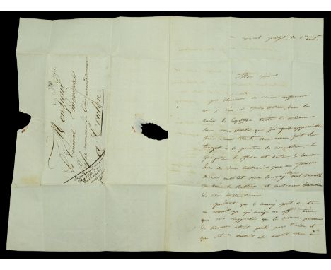 A Napoleonic Letter. Signed by Commander Bernard Dubourdieu, Captain of the frigate Pauline, and counter-signed by General Je