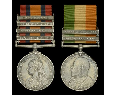 Pair: Battery Quartermaster Sergeant F. R. Hardy, Royal Field Artillery  Queen’s South Africa 1899-1902, 4 clasps, Tugela Hei