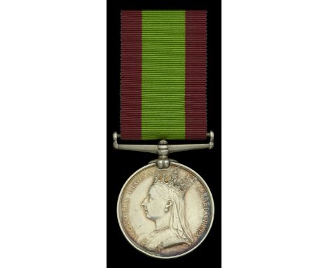 The Second Afghan War Medal awarded to Sergeant R. Fitzgerald, 66th Foot, who was killed in action at the battle of Maiwand o