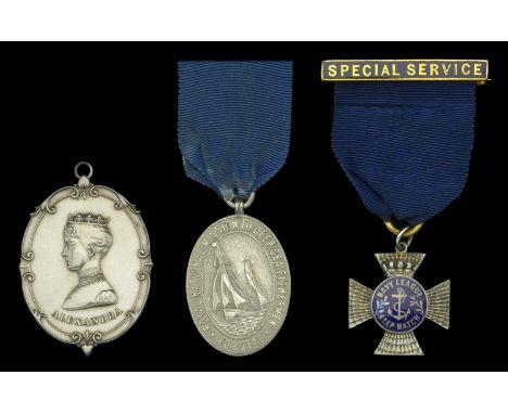 Soldiers and Sailors Families Association Medal, 49 x 36mm., silvered metal; Royal National Mission to Deep Sea Fishermen, Me