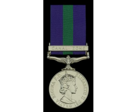 General Service 1918-62, 1 clasp, Canal Zone (S/22935951 Pte M G Perlman RASC) impressed naming, in named card box of issue, 