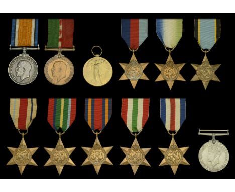 British War Medal 1914-20 (96557 Pte. G. H. F. Growns. Tank Corps.); Mercantile Marine War Medal 1914-18 (William H. Relph); 