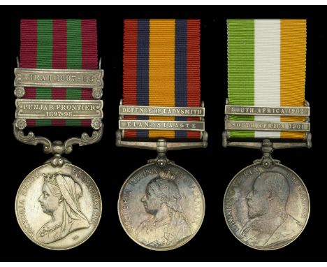 Three: Private G. Spreadbury, Devonshire Regiment  India General Service 1895-1902, 2 clasps, Punjab Frontier 1897-98, Tirah 