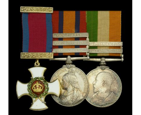 A fine Boer War D.S.O. group of three awarded to Colonel F. R. Twemlow, North Staffordshire Regiment, who commanded the 4th B