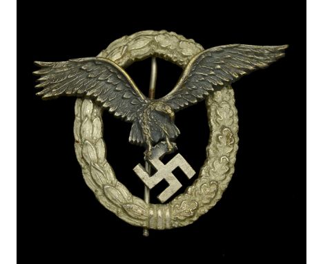 A Luftwaffe Pilot’s Badge. A slightly later and heavier Juncker production than the very first production, still finely detai