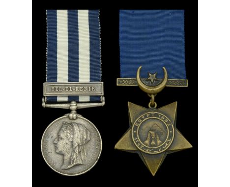 Pair: Gunner W. Fenn, Royal Field Artillery   Egypt and Sudan 1882-89, dated reverse, 1 clasp, Tel-El-Kebir (14498. Gunr. W. 