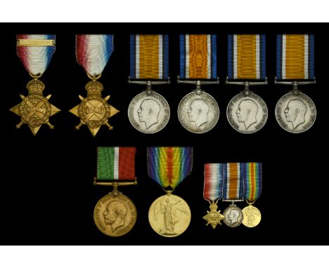 1914 Star, with copy clasp (62469 Gnr: J. W. Balmer. R.F.A.); 1914-15 Star (6900 Spr. J. Probert. R.E.); British War Medal 19