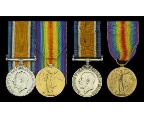 Pair: Private E. Saines, 5th Battalion, Essex Regiment British War and Victory Medals (3573 Pte. E. Saines. Essex R.) mounted