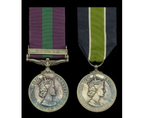 Pair: Police Constable Shoukri Ibrahim, Cyprus Police  General Service 1918-62, 1 clasp, Cyprus (792 P.C. S. Ibrahim); Coloni