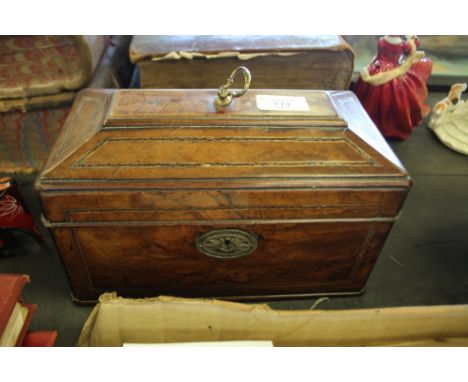 George III walnut domed top workbox/caddy