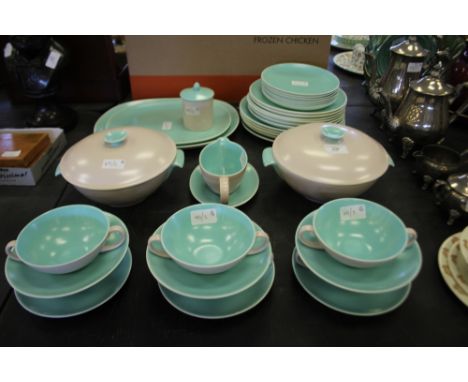 Poole Pottery part dinner service, twin tone seagull and ice green (40 pieces)