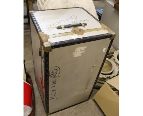 Large metal travel trunk