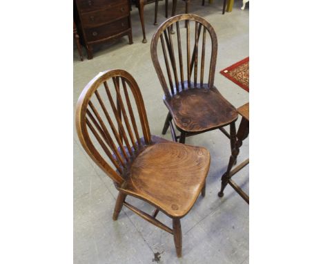 4 elm seated stick back chairs