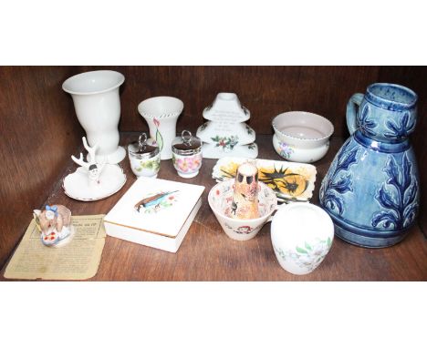 SECTION 35. An assortment of mixed ceramics, including a French Arts & Crafts pottery jug, a 'fortune telling' cup, a Beswick