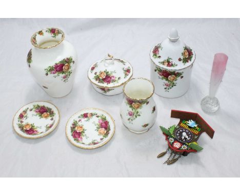 SECTION 47. Six items of Royal Albert 'Old Country Roses' pattern wares including vases and pin dishes etc. together with a s