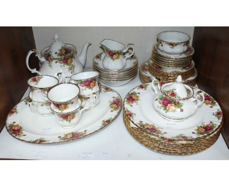 SECTION 10. A forty-two piece Royal Albert 'Old Country Roses' part dinner and tea set, comprising of a teapot, sugar bowl, p