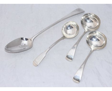 A George III silver 'Old English' pattern basting spoon, London, 1804, maker William Eley & William Fearn, together with  a p